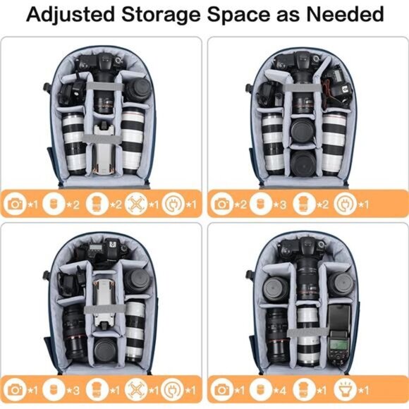 Camera Backpack, DSLR/SLR/Mirrorless Photography Camera Bag 15-16inch Waterproof - Picture 3 of 7